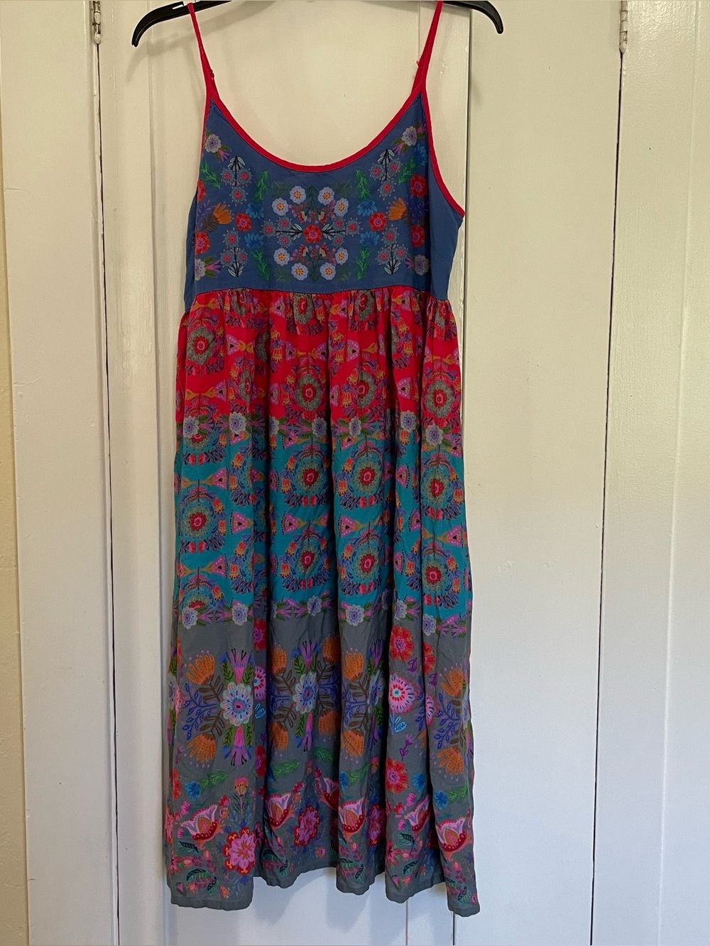 NATURAL LIFE Blue and Pink Floral Maxi Dress with Multicolor Print Gigi dress L